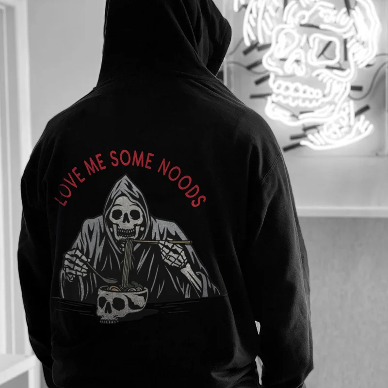 LOVE ME SOME NOODS printed hoodie designer - Krazyskull
