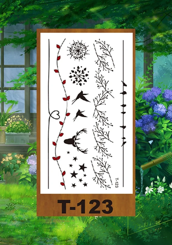 Drop Shipping Small Temporary Tattoo Sticker Plum Bird Geometric Figure Bow Moon Girl Kid Men Arm Abdomen Neck Ankles Art Tatoo