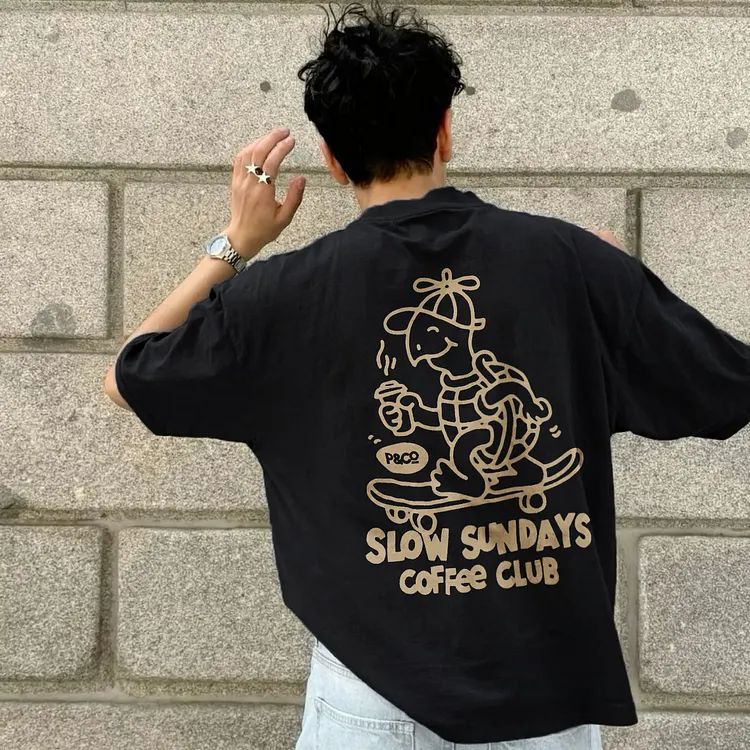 Slow Sundays Coffee Club Printed Men's T-shirt
