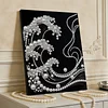 (30x40cm)Big Waves DIY Pearl Painting Framed Grape Handmade Pearl Material Art Kit Living Room Decor