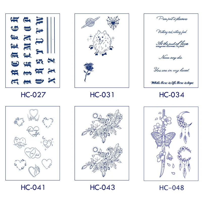 Flower Butterfly Animal Art Festival Comic Text Waterproof Full Body Arm Natural Temporary Tattoo For Men and Women