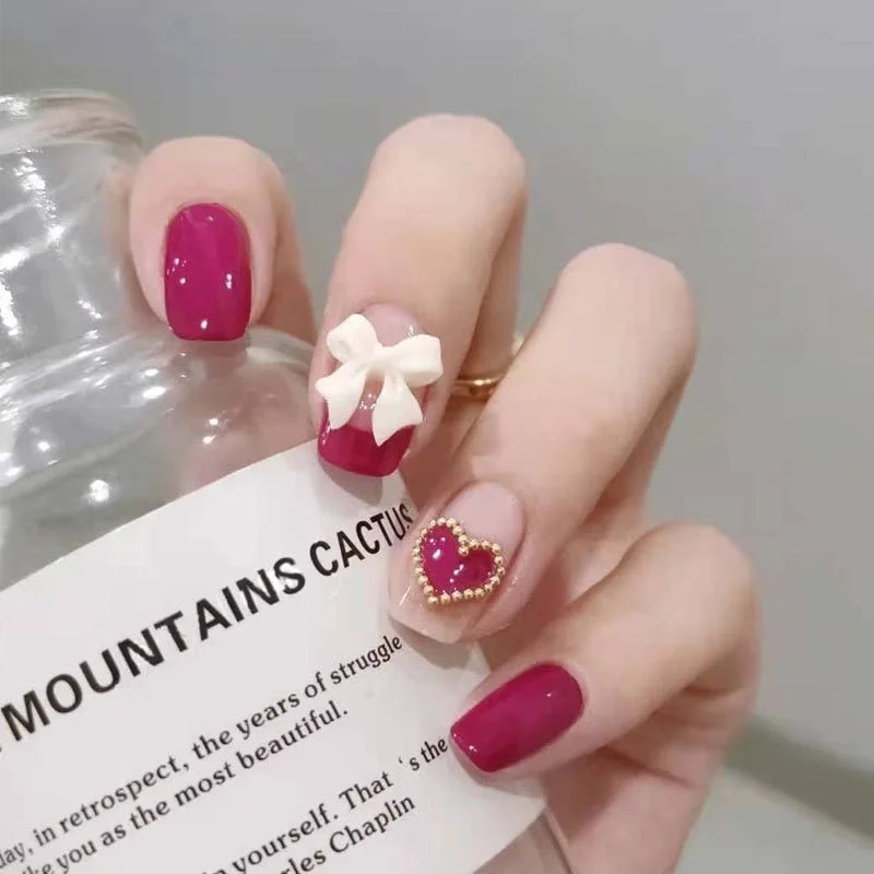 24pcs Blue Waves Printed False Nail Patch Glue Type Removable Long Paragraph Fashion Manicure Coffin Fake Nail Ballerina Art-Nail Inspo