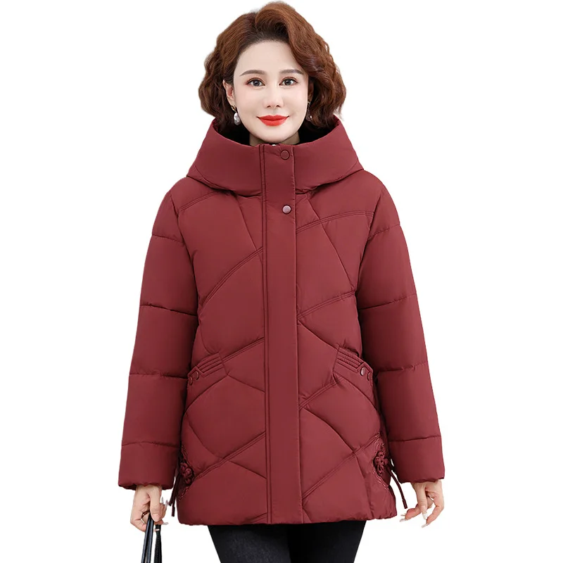 Woherb Mother Winter Dress Down Cotton Clothes 2024 New Chinese Style Hooded Padded Jacket In The Elderly Autumn And Winter Coat Female-Outfit Ideas