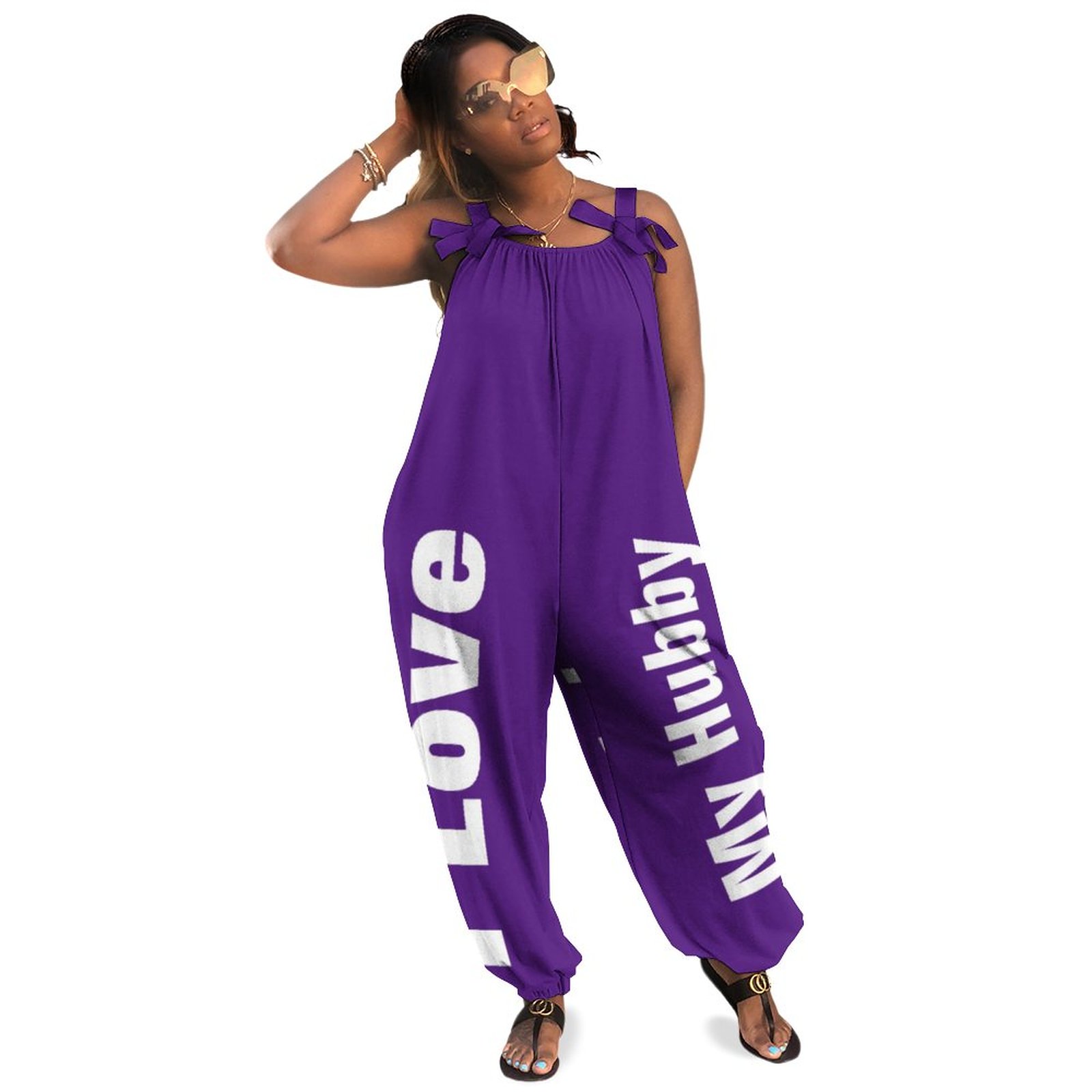 I Love My Hubby Purple White Cute Girly Chic 2020 Boho Vintage Loose Overall Corset Jumpsuit Without Top