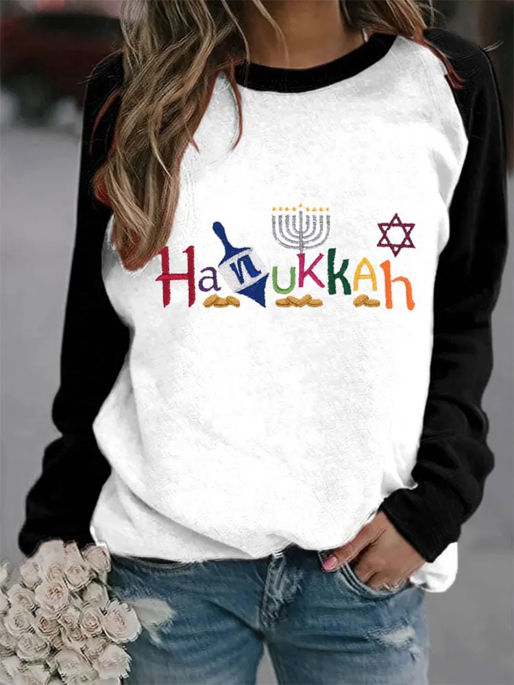 Women's Happy Hanukkah Printed Sweatshirt