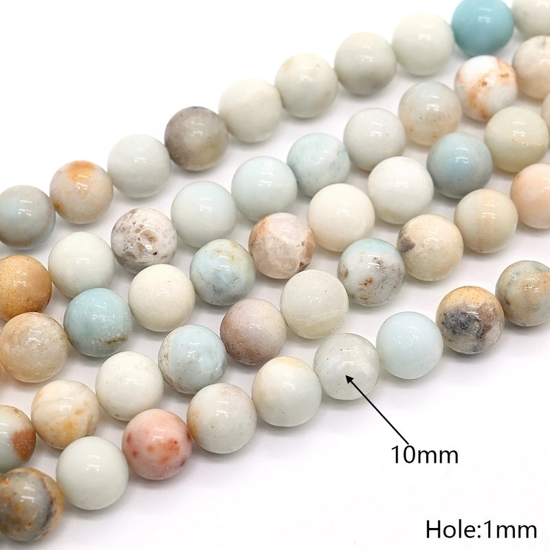 1 Strand/Package 10mm 6mm 8mm Hole Under 1mm Hole 1~1.9mm Natural Stone Amazonite Round Simple Polished Jewelry Accessories