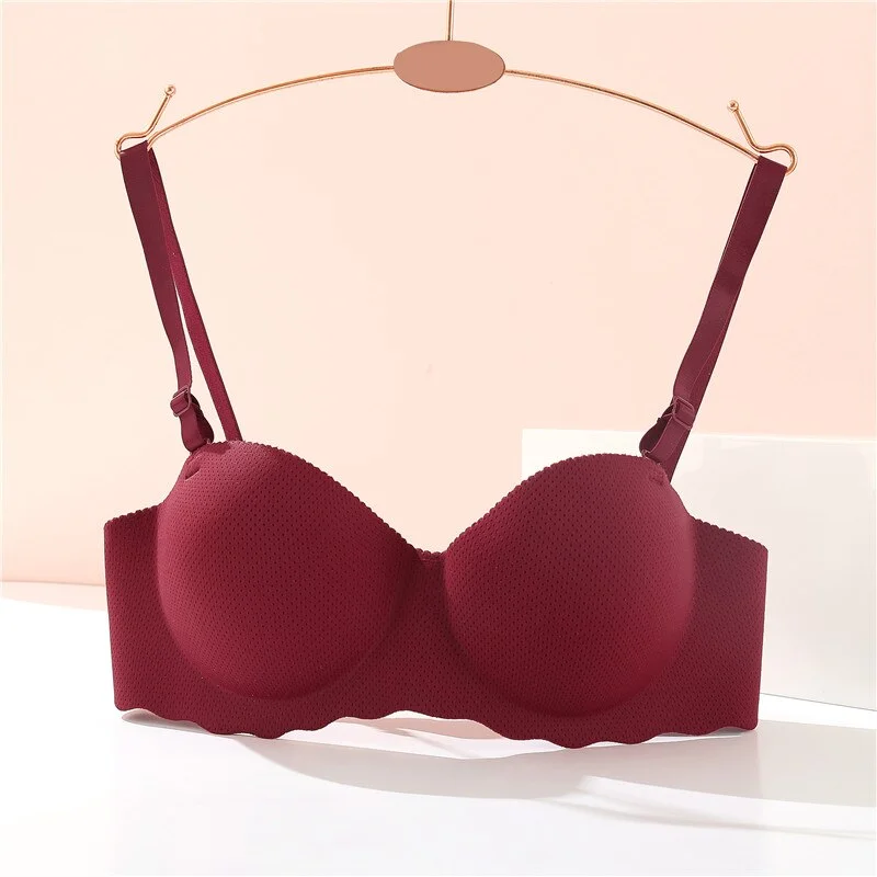FINETOO A B Cup Push Up Bra Women 1/2 Cup Bras Soft Wireless Bralette Breathable Underwear Candy Color Bras Female Lingerie 2021
