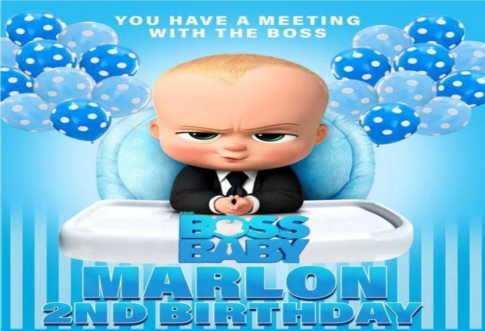 Cartoon You Have A Meeting With Boss Baby Happy 2nd Birthday Party Backdrop RedBirdParty