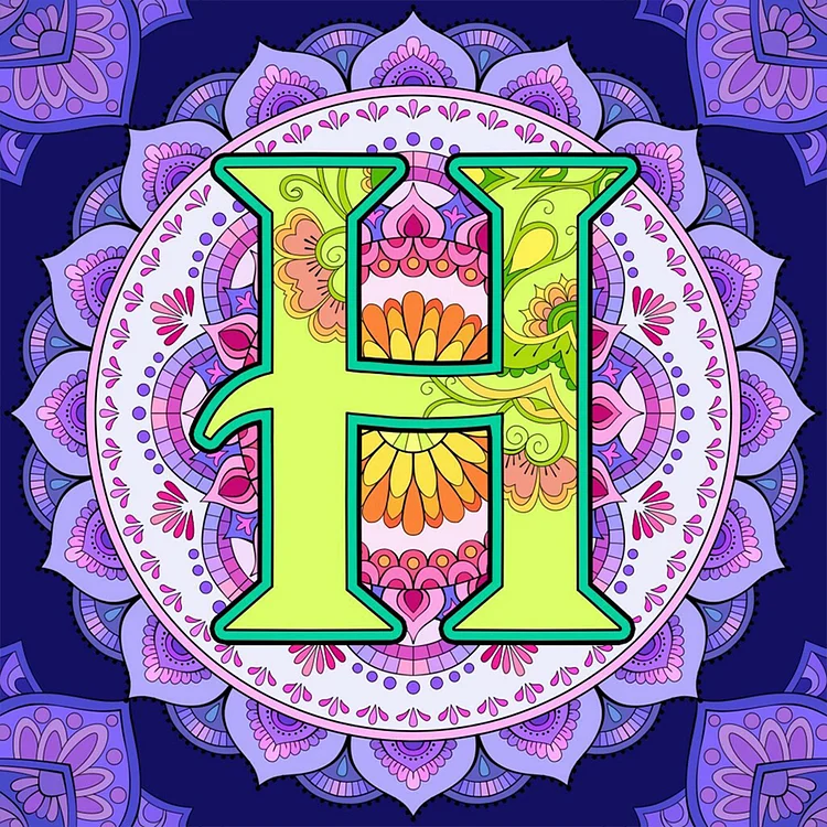 Mandala Letter H 30*30CM (Canvas) Full Round Drill Diamond Painting gbfke