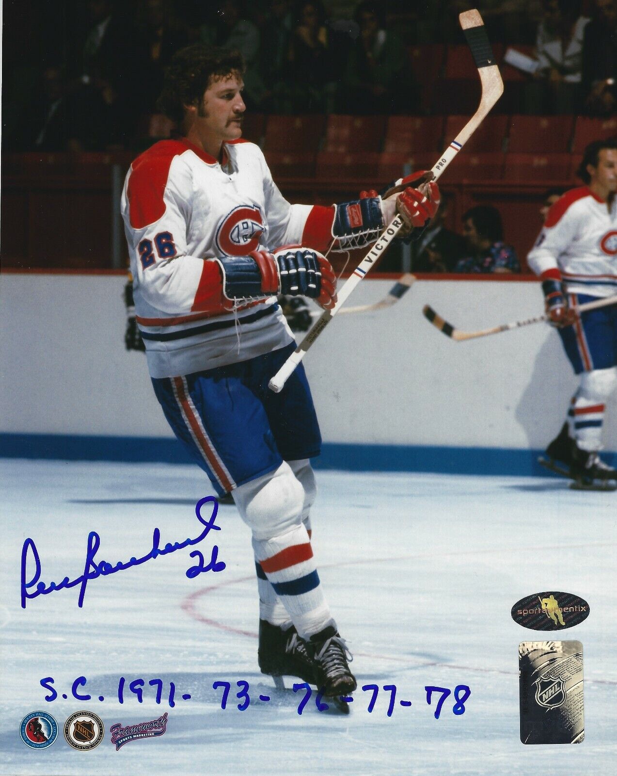 Signed 8x10 PIERRE BOUCHARD Montreal Canadiens Autographed Photo Poster painting - COA