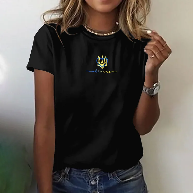Simpfit Damen Ukraine Love Art Kurzarm T-Shirt