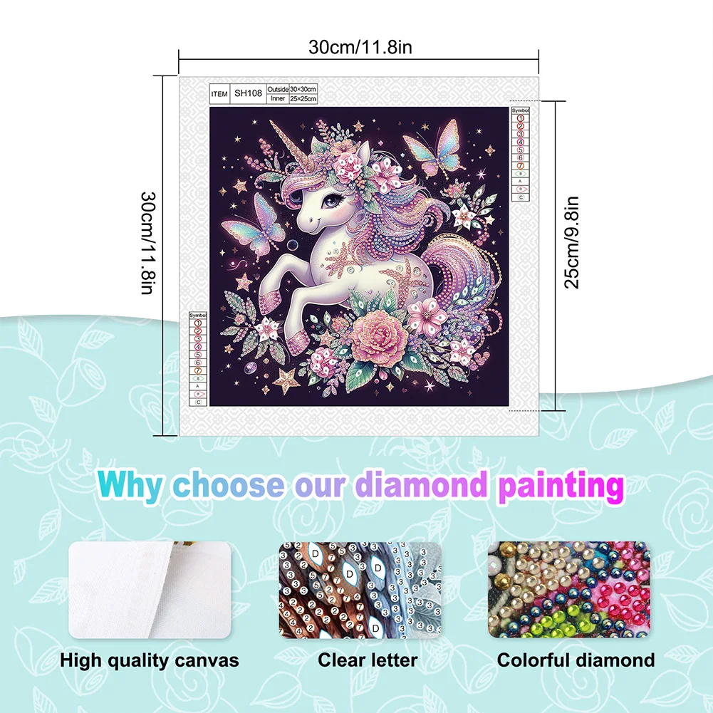 Diamond Painting - Partial Special Shaped Drill - Unicorn(Canvas|30*30cm)