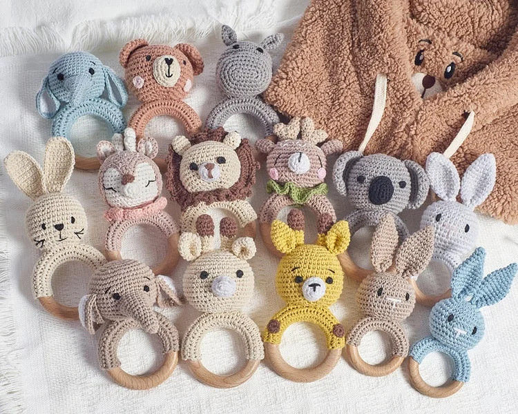Personalized baby crochet rattle toy