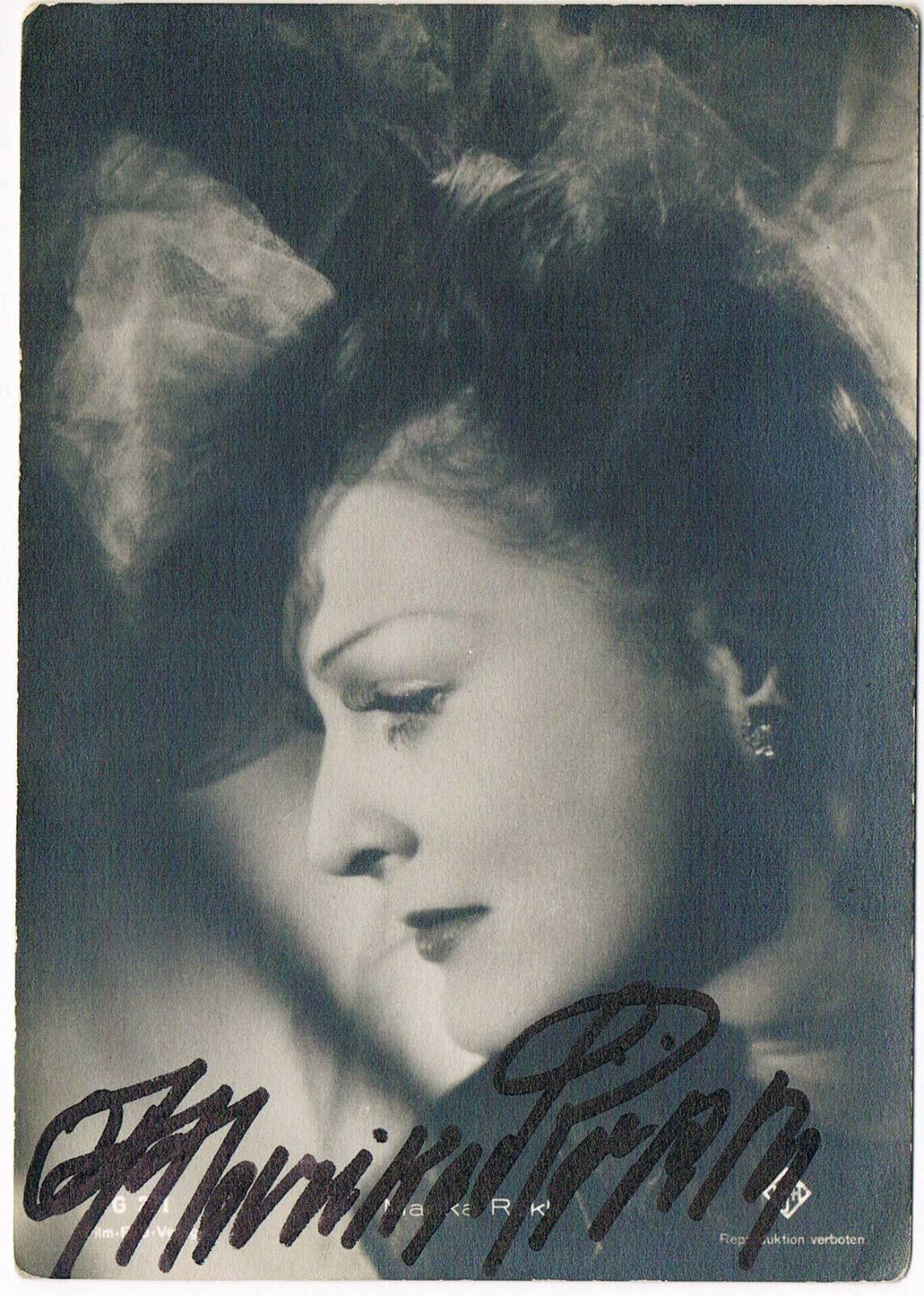 Marika R?kk 1913-2004 autograph signed postcard Photo Poster painting 4x6