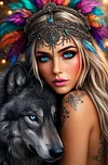 Luxury AB Velvet Diamond Painting Kit - Beauty and Wolf