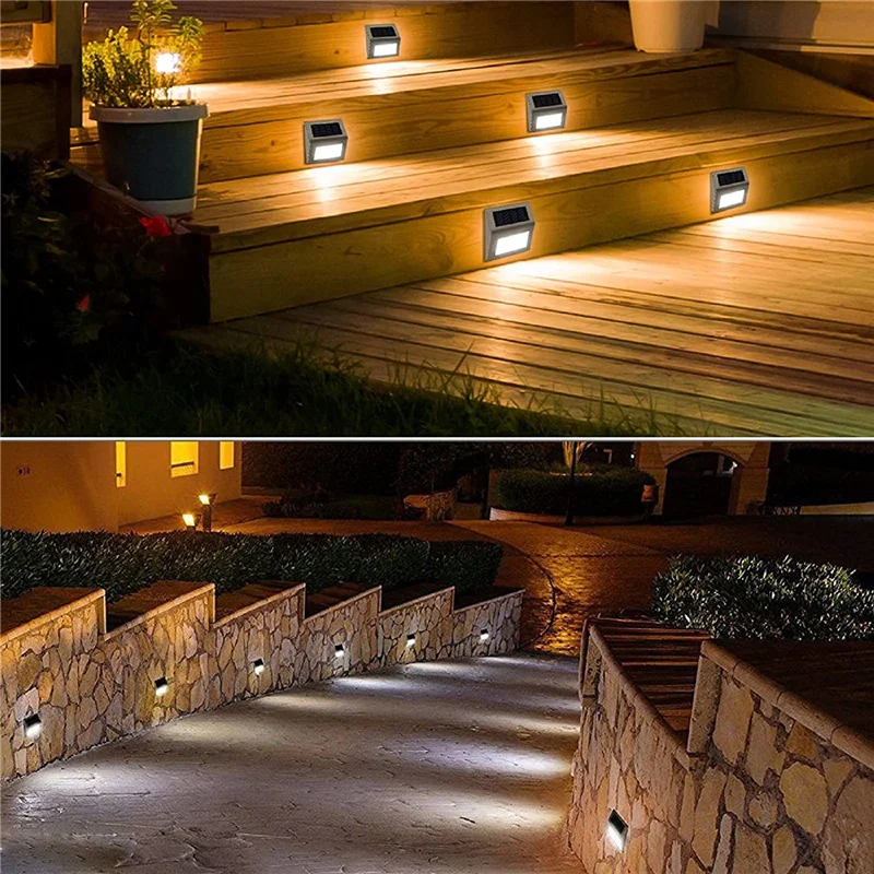 Solar Deck Lights, Stainless Waterproof Solar Fence Lights For Walkway Stair Step Lights(White Light)、、sdecorshop