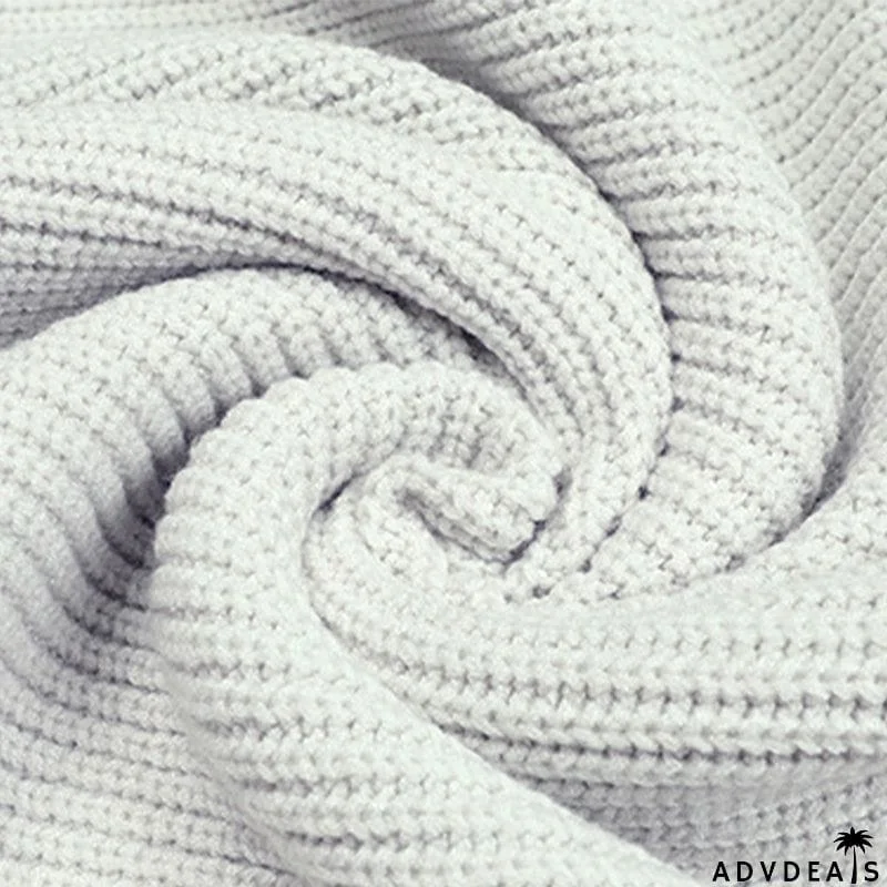 Casual Buckle Solid Color V Neck Sweaters(4 Colors)