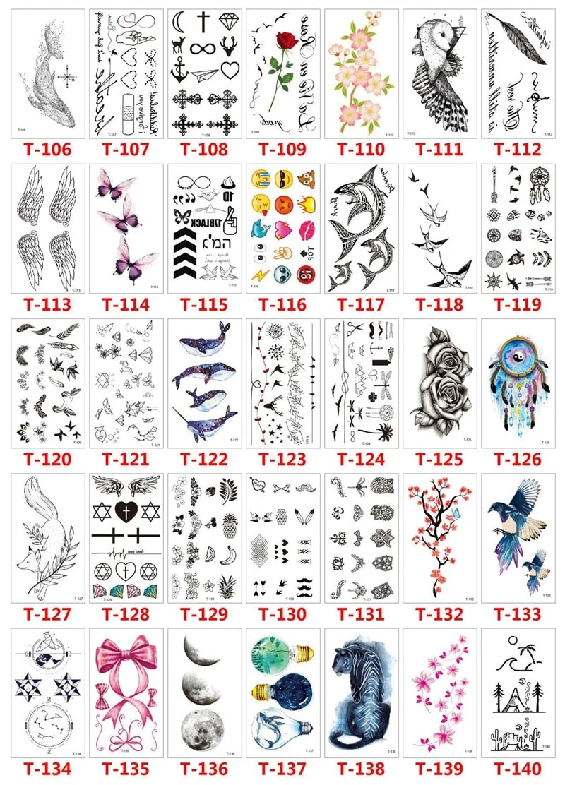 100 Piece Waterproof Temporary Tattoo Stickers Set Small Fresh Animal Flowers Men and Women Wholesale Art Fake Tattoo Arm Tattoo