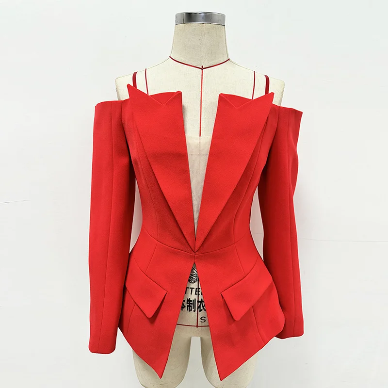 Nigikala Nigikala New Star Fashion Design After Zipper Personality Word Down Shoulder Suit Jacket