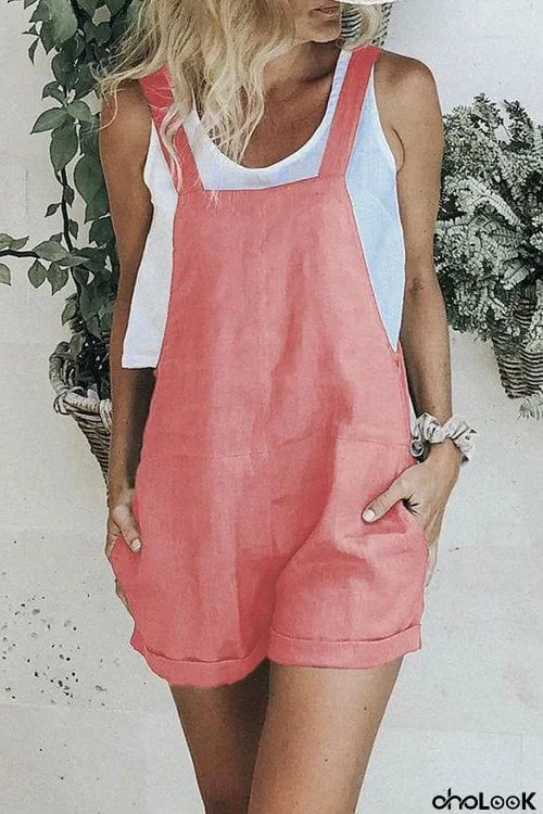 Square Neck Pockets Romper