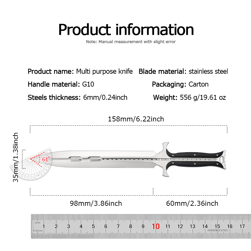 G10 Professional Hunting Knife Camping Kitchen Multi-Purpose Knife Outdoor Hunting and Wilderness Safety