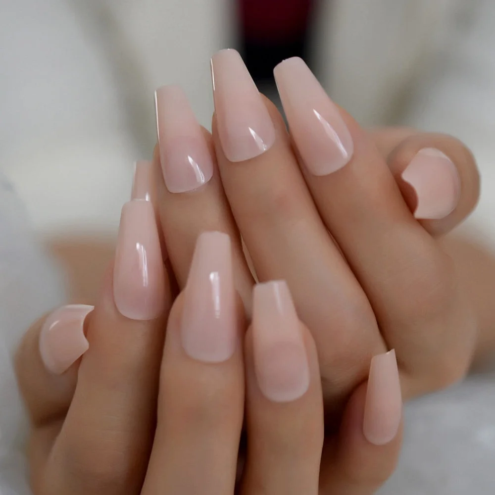 Full-covered Long Ballerina Nail Art Multi-color French False Nail Tips Set Fingernails Extension Tool-Nail Inspo