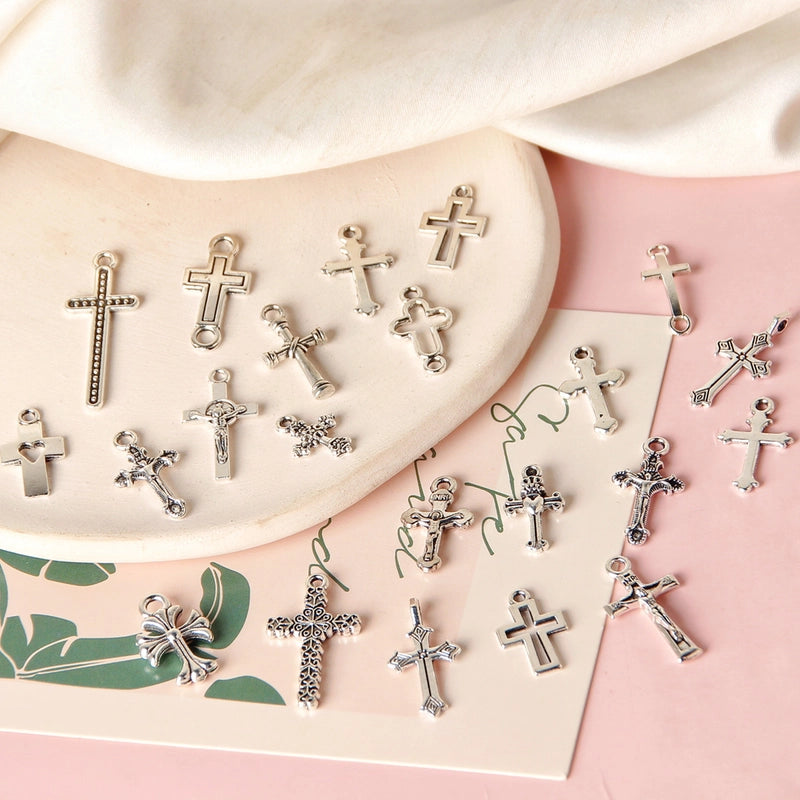 10 PCS/Package 8 * 20mm Alloy Cross Polished Pendant Jewelry Accessories
