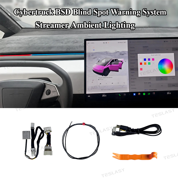 Teslasy Cybertruck BSD Blind Spot Detection System Streamer Ambient Lighting for Tesla