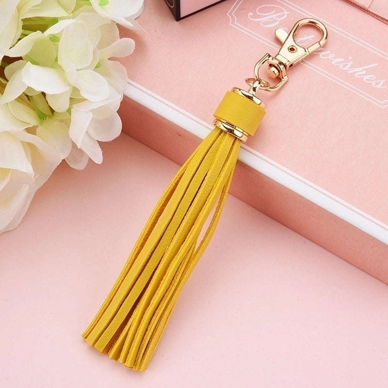 5 Pieces Fashion Tassel Pu Leather Women’S Keychain