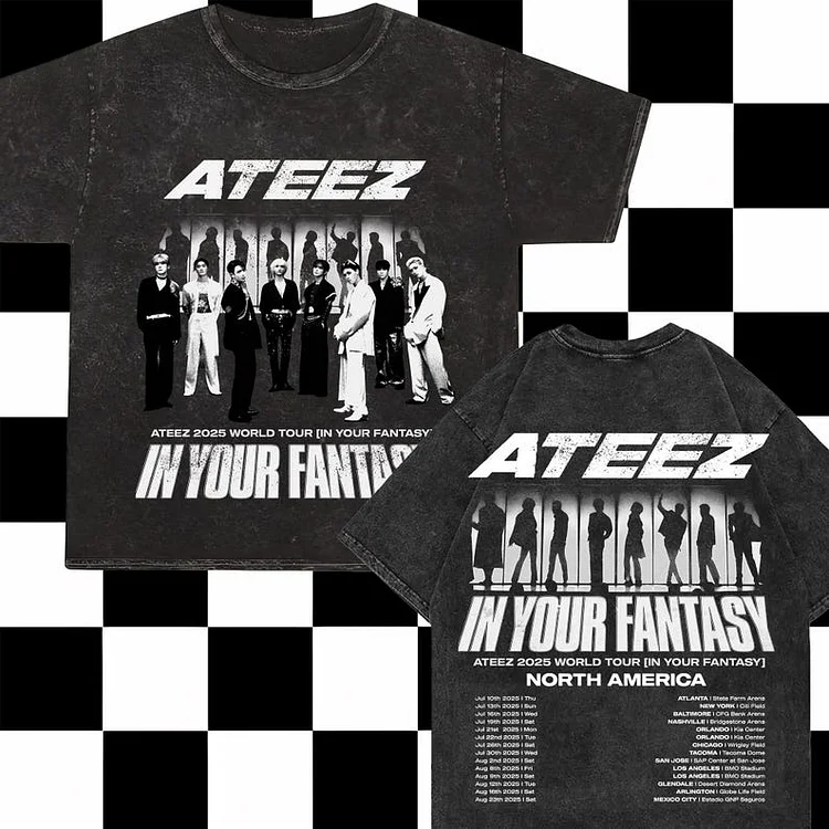 Ateez 2025 World Tour in Your Fantasy North America Washed T-Shirt officialateezshop