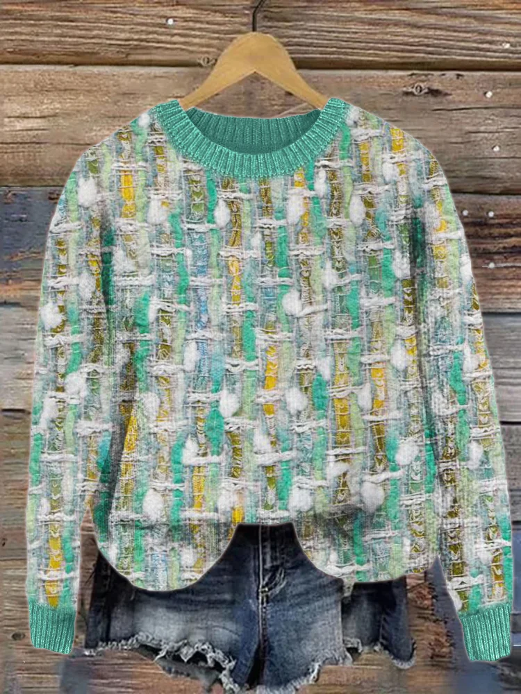 Fresh Mint Tweed Vintage Cozy Knit Sweater