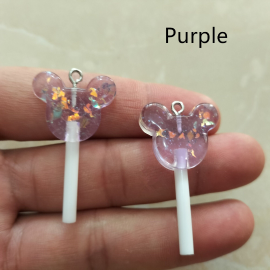 Bulk 10/30 pcs Animal Mouse Resin Lollipop Charms,Cartoon Candy Lollipop Charm Pendant DIY decoration Earrings Necklace Key chain DIY