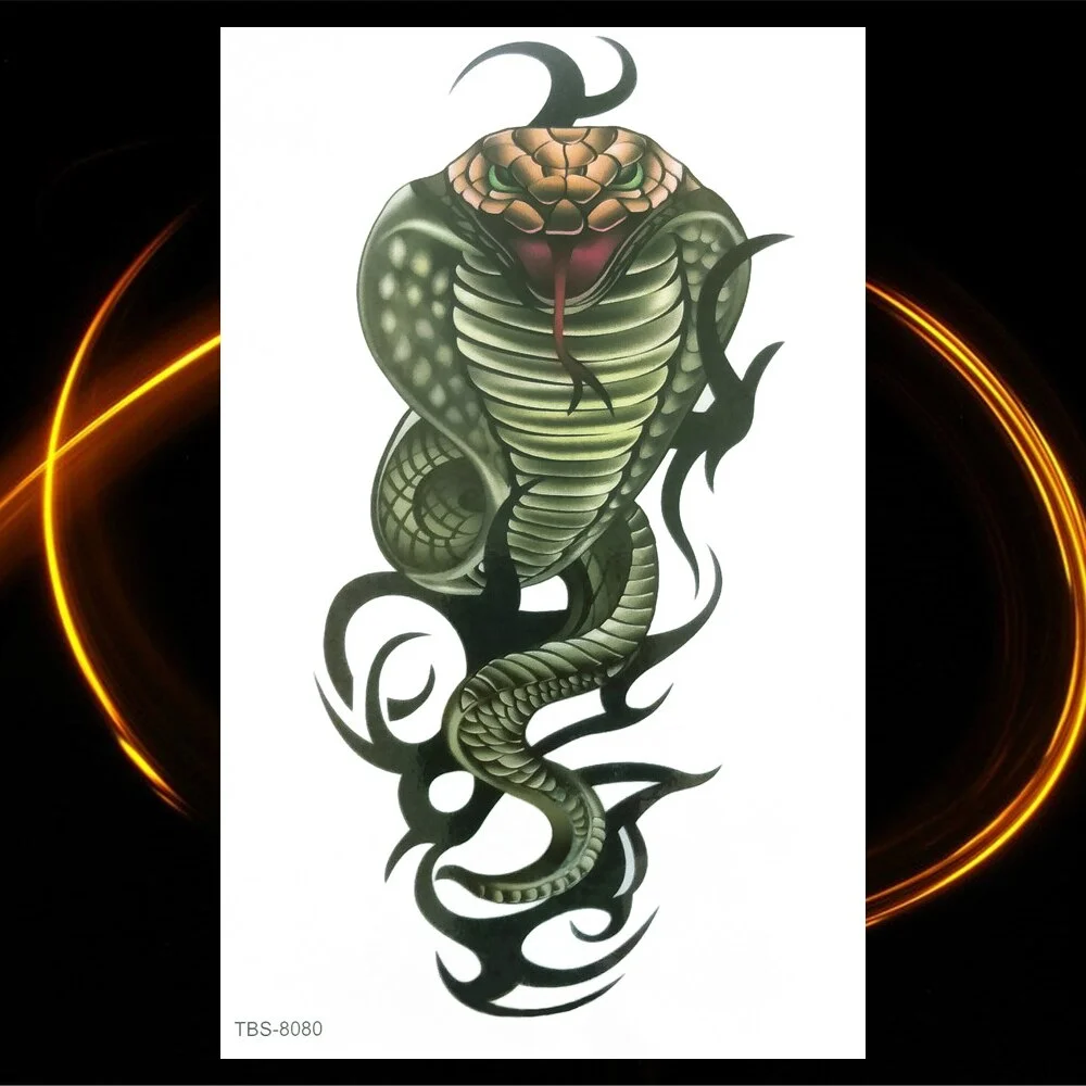 Sdrawing Skeleton Fake Temporary Tattoos For Women Men Green Snake Rose Daisy Flower Tattoo Scorpion King Body Thigh Waterproof Tatoo