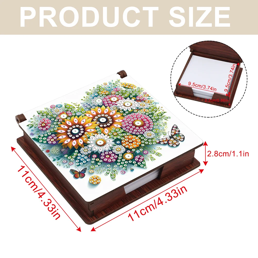 Wood Heart Sunflower Diamond Painting Memo Pad Holder Mosaic Kit for Home Office