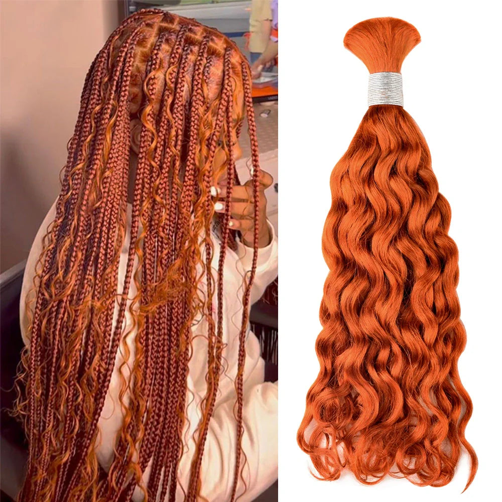 #350 Ginger Orange 100% Human Hair Italian Curly Braid Styles BORUIHAIR