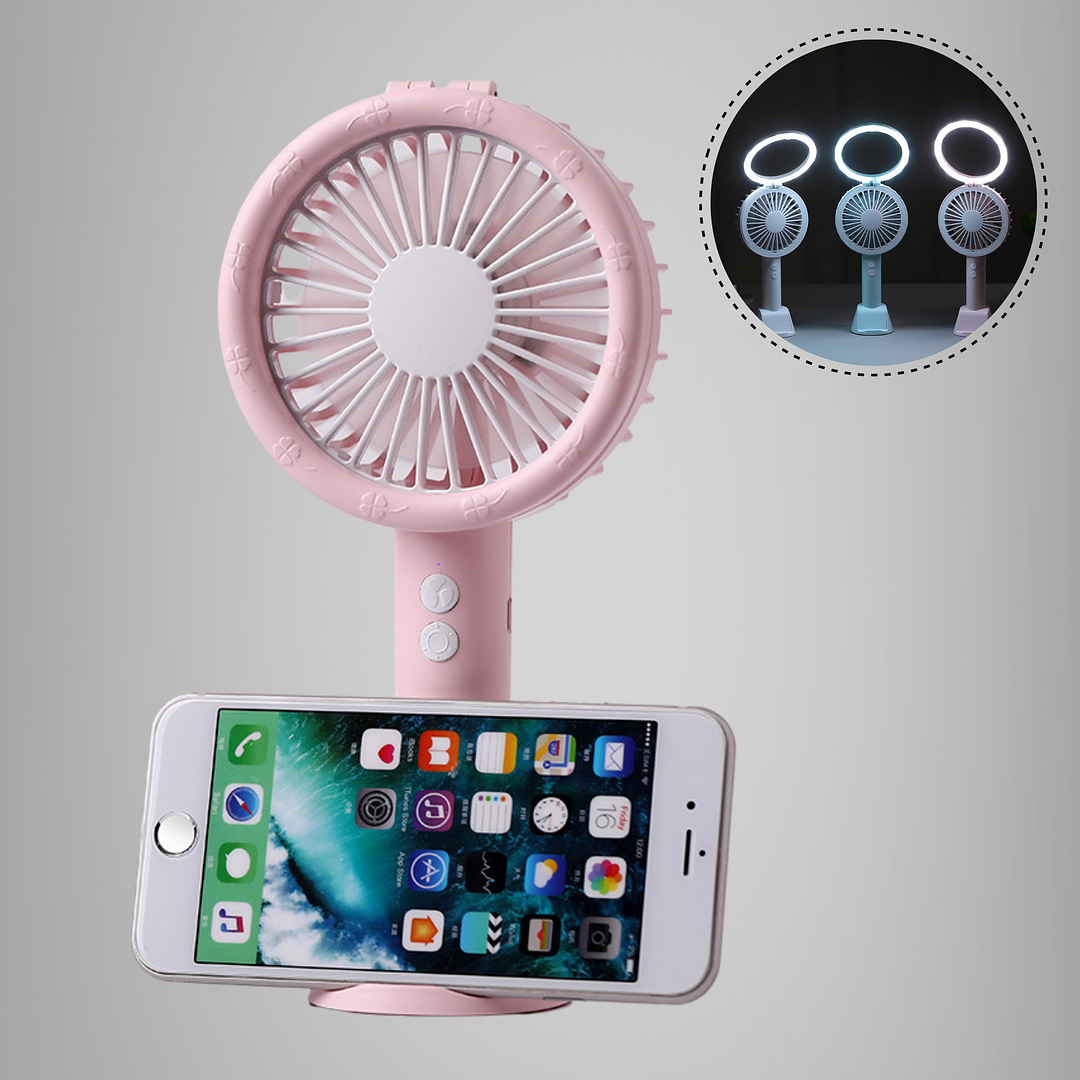 Handheld LED Cooling Fan with Phone Holder - vzzhome
