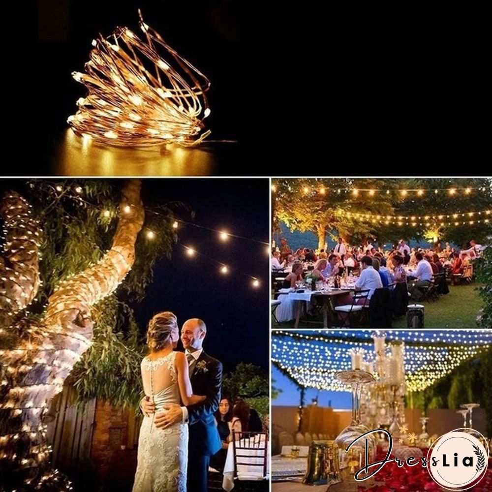 8 Modes 300LEDs Copper Wire String Lights Solar Power Fairy Light IP65 Waterproof Indoor Outdoor Christmas Decoration Lighting for Home, Garden, Party, Path, Bedroom, Wedding, DIY Decoration