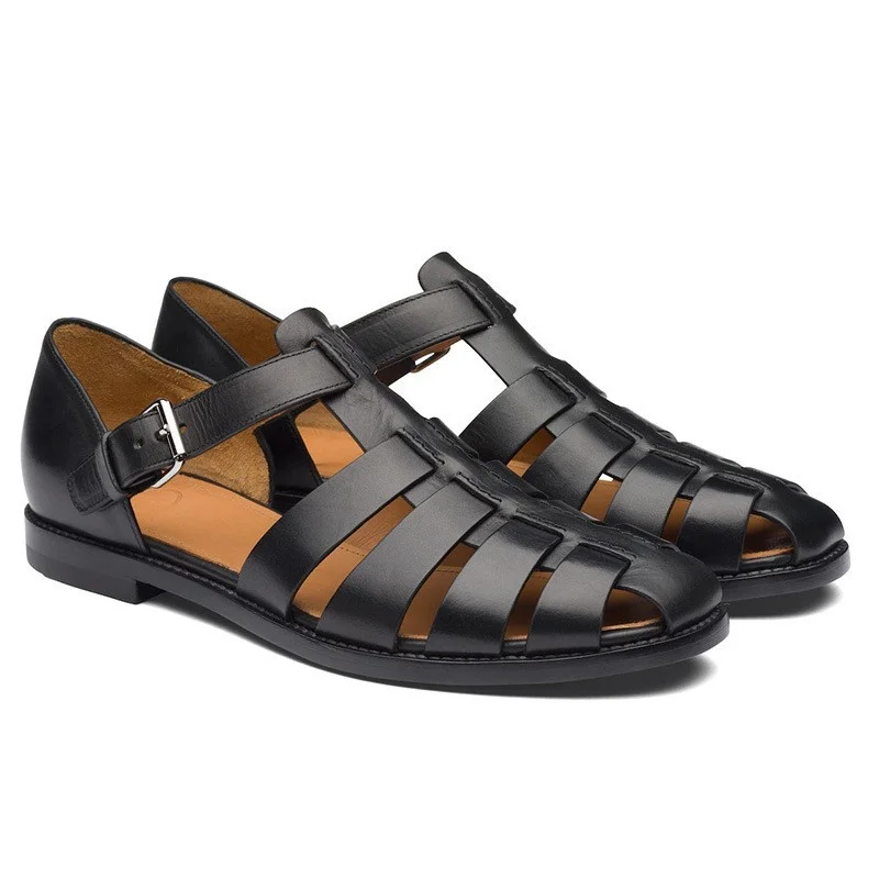 Men's Fisherman Sandals Closed Toe Hollowed Sandals Flat Casual Sandals