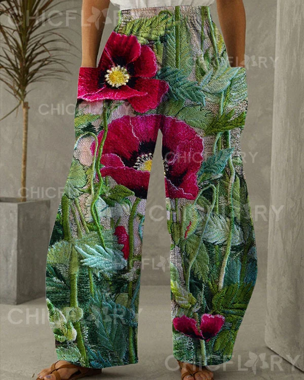 Women's Flowers Print Loose Pants