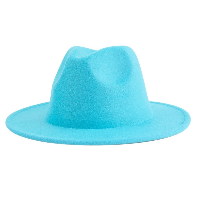 60 Color Solid Color Jazz Top Hat British Style Retro Woolen Hat Adult Embroidered Logo Felt Hat