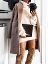 Urban Solid Color Long Sleeves Lapel Loose Woolen Outerwear	