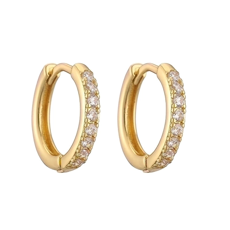 1 Pair Casual Minimalist Classic Style Round Plating Inlay Copper Zircon 18k Gold Plated Hoop Earrings