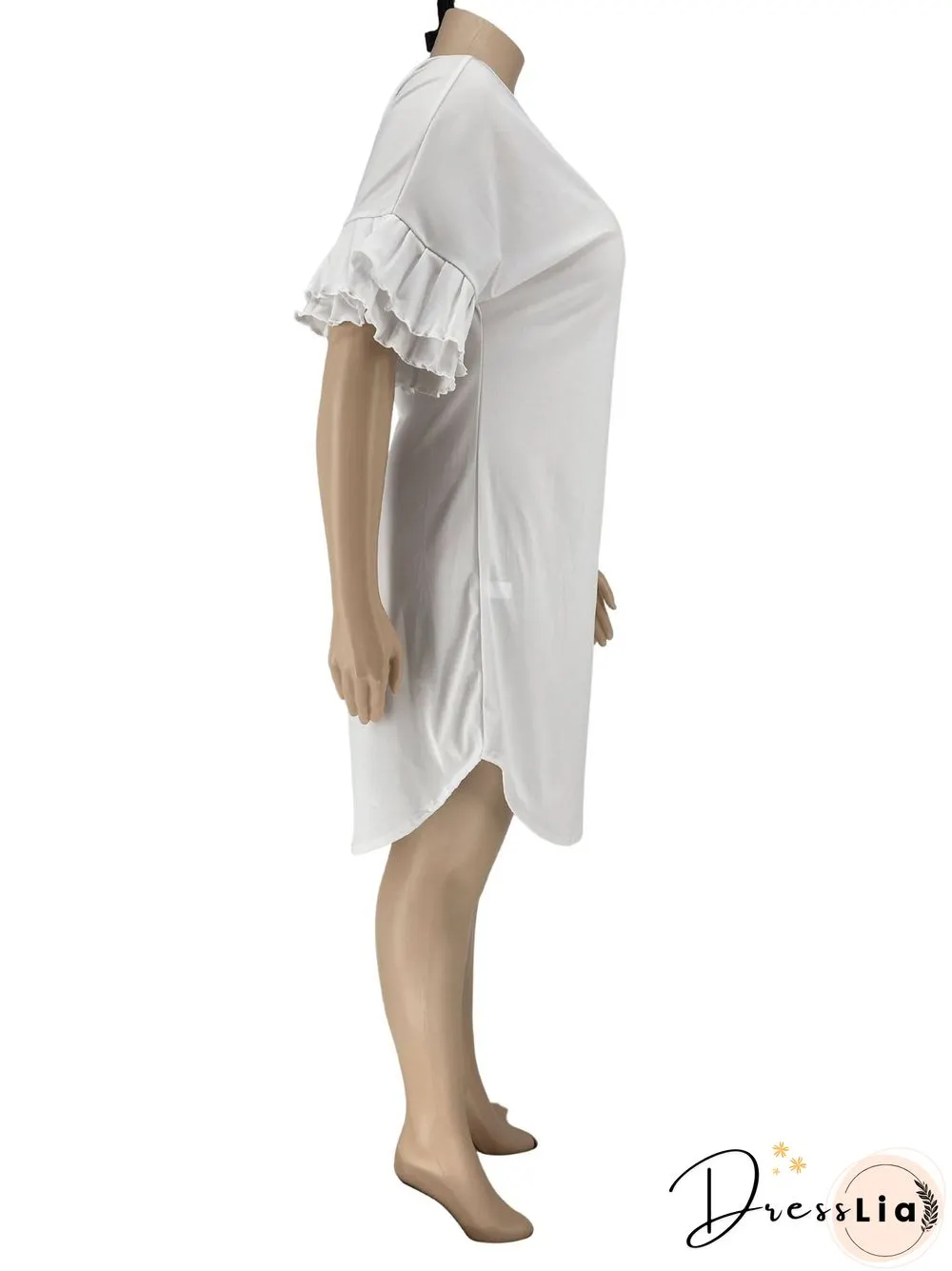 Ruffle Short Sleeve Loose Plus Size Dresses