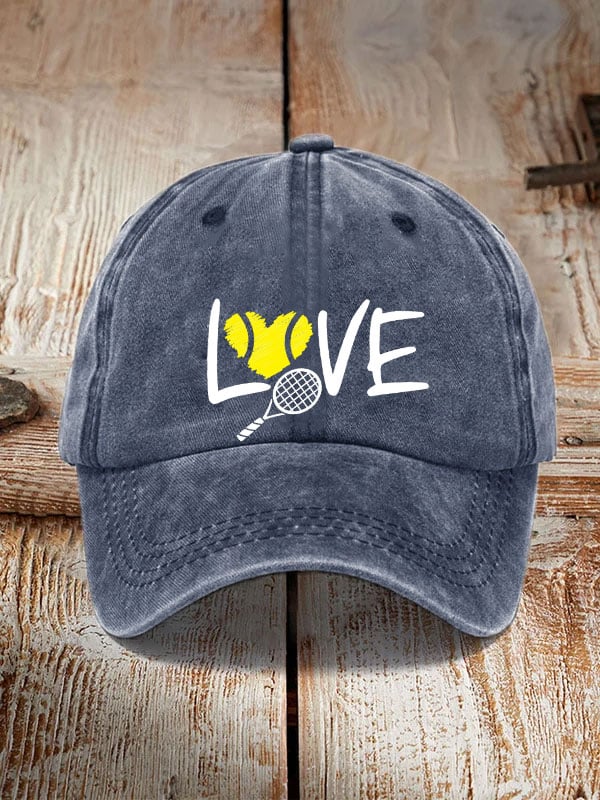 love tennis printed hat
