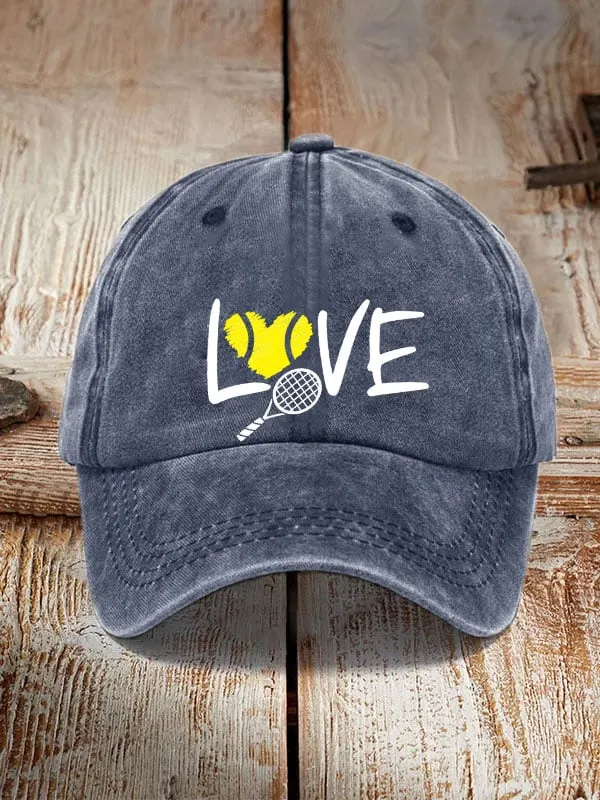 love tennis printed hat