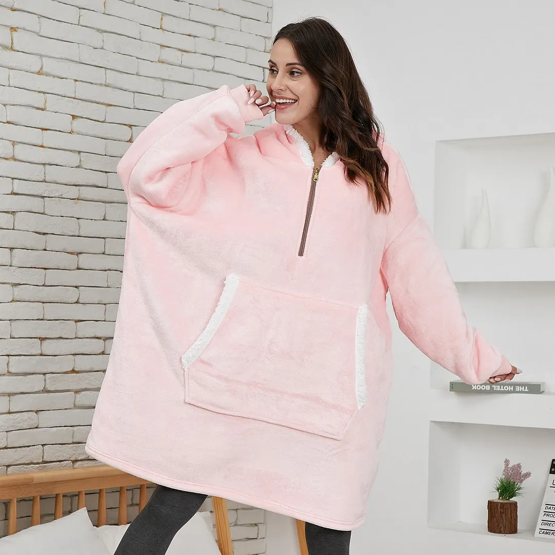 Oversized Hoodie Blanket with Sleeves Men Women Sweatshirt Winter Fleece Streetwear Sherpa Giant Hoodies sudaderas con capucha