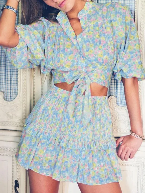 Short sleeve floral set
