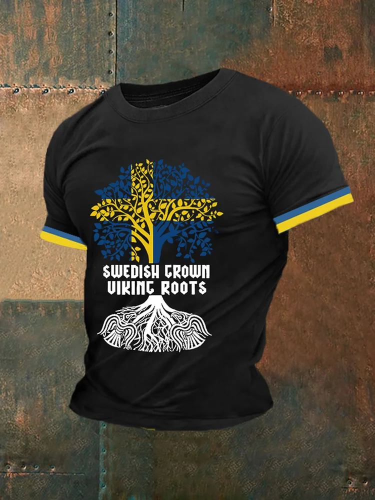 Herren T-Shirt mit kurzen Ärmeln für erwachsene Wikinger wurzeln