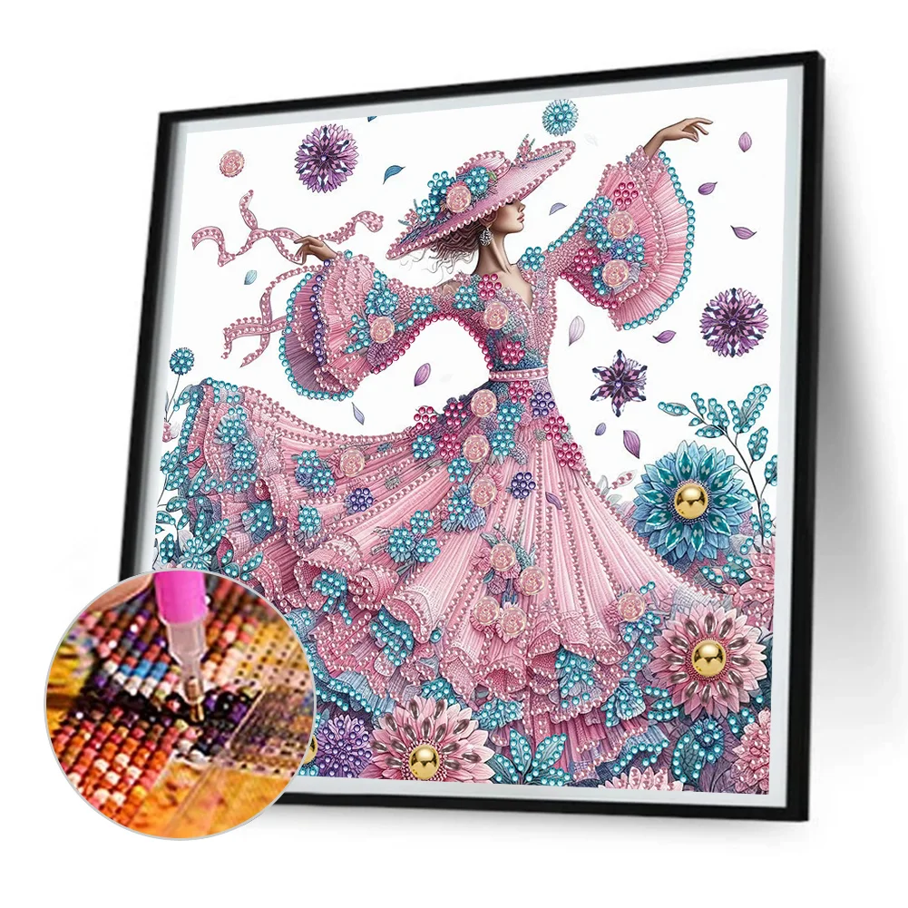 Diamond Painting - Partial Special Shaped Drill - Elegant Lady(Canvas|30*30cm)
