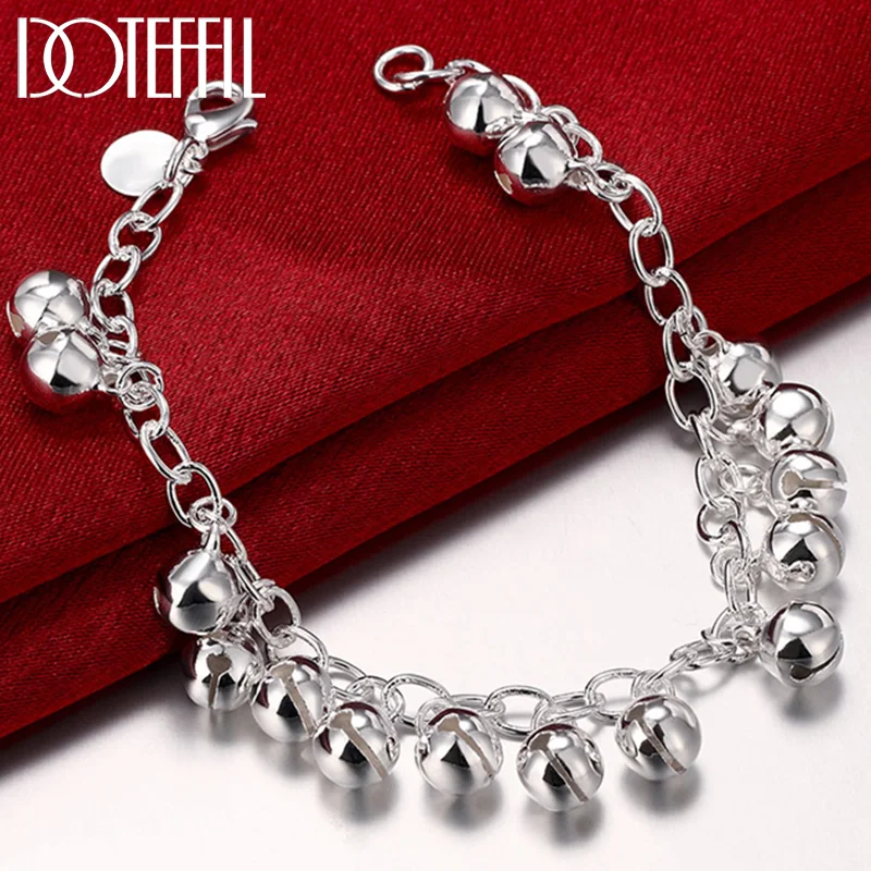 DOTEFFIL 925 Sterling Silver Bells Sounds Bead Chain Bracelet For Women Jewelry